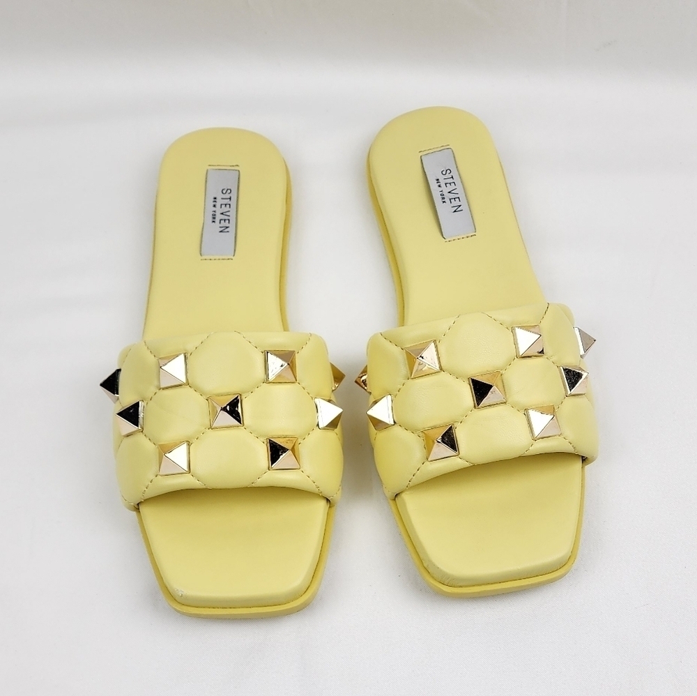 Steven New York  Yuri Yellow Studded Slide Sandals